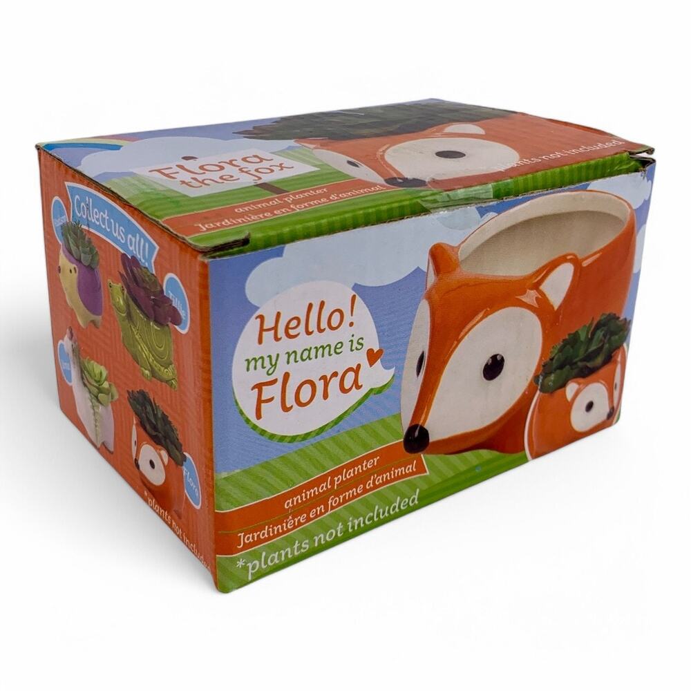 Flora the Fox Ceramic Animal Planter Pot for Succulents or Small Plants - Picture 2 of 8